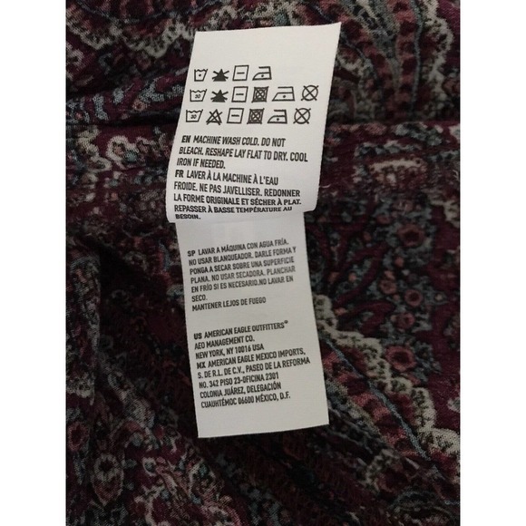 American Eagle | Paisley Mini Dress Womens Size M Purple 3/4 Sleeves Cut Out - Picture 10 of 11